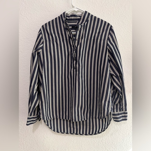 J.CREW Navy Blue Striped 100% Cotton Button-Up Shirt Size 8‎ - Picture 4 of 10